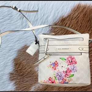 Dana Buchman Everly Beige Floral Medium Crossbody Purse NWT